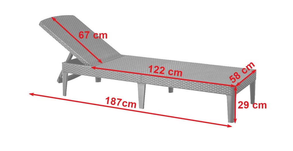 Leżak ogrodowy JAIPUR leżak basenowy JAIPUR - wymiary