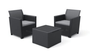 Meble balkonowe Zestaw 2-osobowy CLAIRE grafit