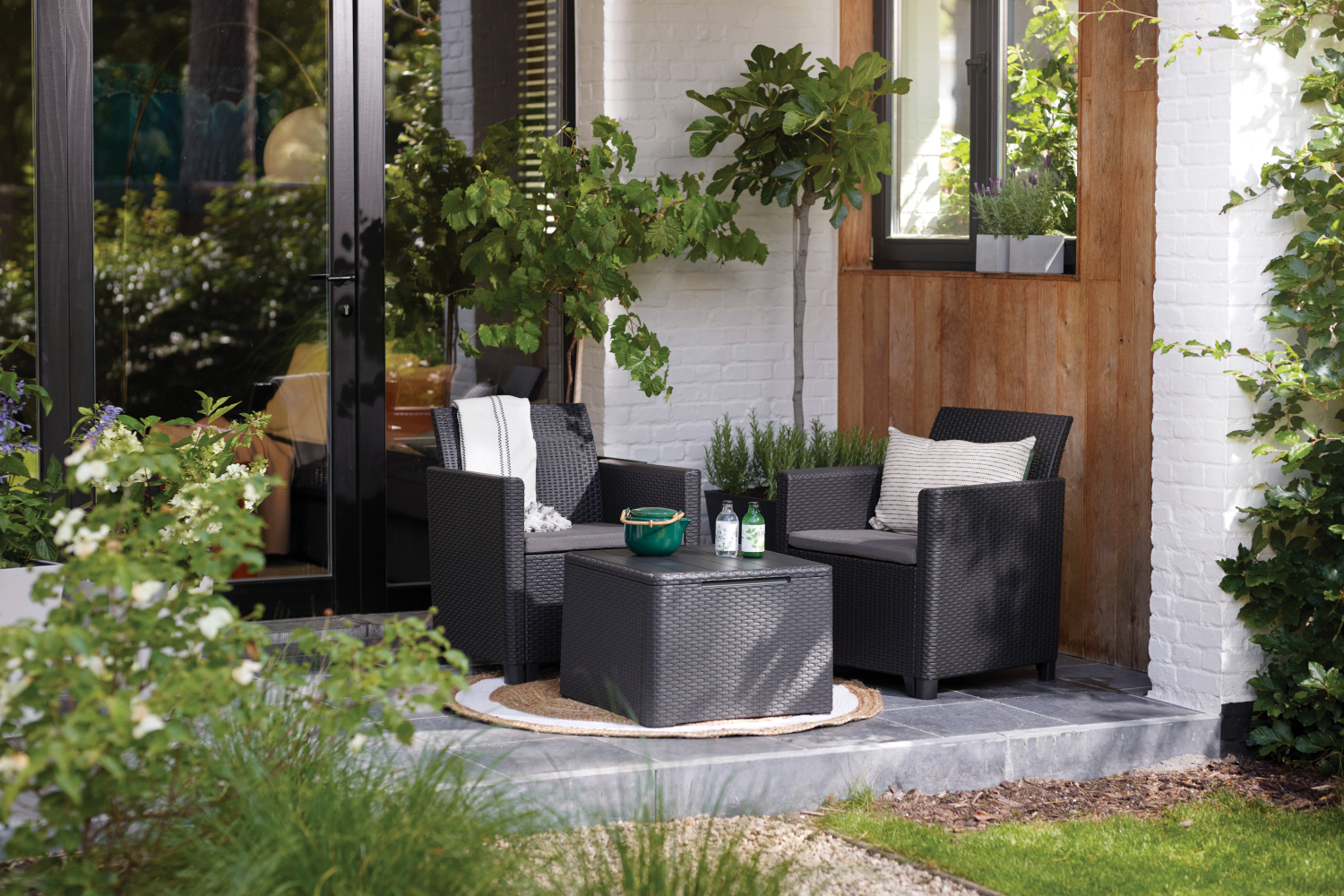 Meble na balkon CLAIRE grafit fotele stolik