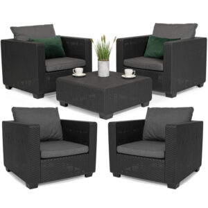 Zestaw mebli ogrodowych SALTA 4 fotele i stolik kawowy GRAFIT