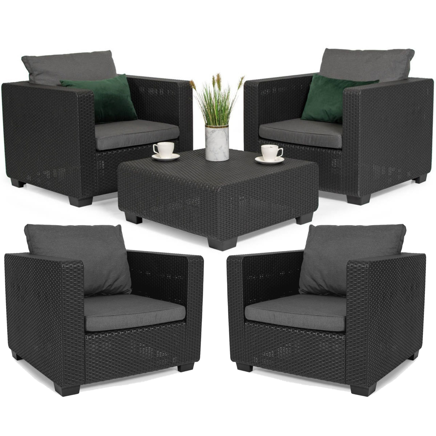 Zestaw mebli ogrodowych SALTA 4 fotele i stolik kawowy GRAFIT