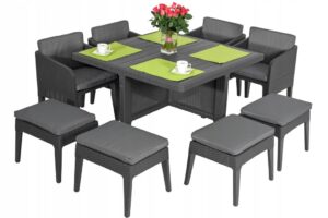Zestaw mebli ogrodowych dla 8 osób COLUMBIA grafit